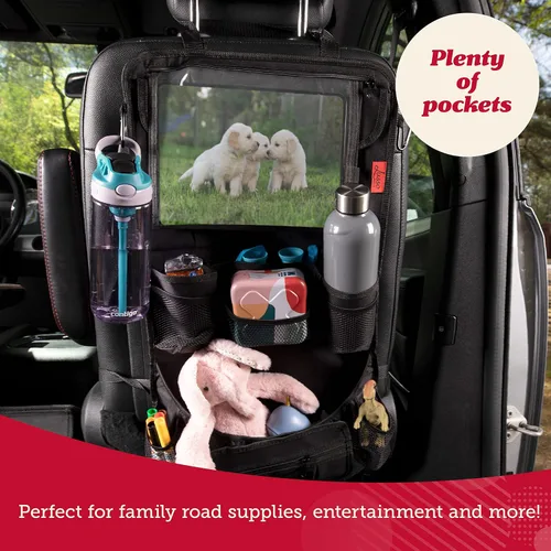 Miniatura 5 de Organizador para asiento trasero de coche Lusso Gear - Alfombrilla protectora contra los pies de los niños - 12 bolsillos grandes de almacenamiento