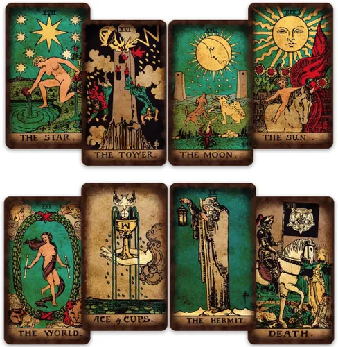 CRAFTERIAN Baraja de cartas de tarot brillante, baraja de 78 cartas, tarot original para principiantes y expertos con libro guía y bolsa de regalo,