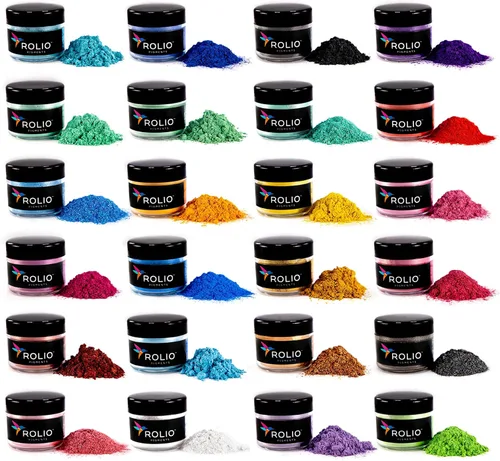 Rolio Pigmento de color nacarado en polvo de mica de alta calidad, juego de arte para resina epoxi, para fabricación de jabón, esmalte de uñas, 24