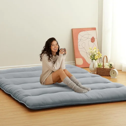 Miniatura 10 de ROYGROW Colchón de futón japonés para niños, colchón de futón japonés tamaño individual, tapete para dormir, tapete de tatami, almohadilla