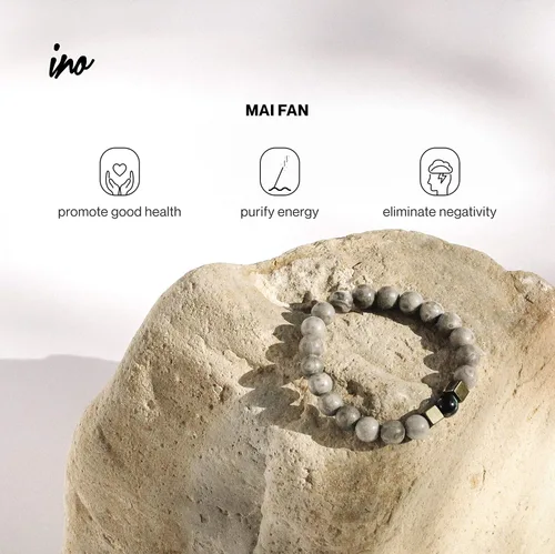 Miniatura 4 de Ino 0.315pulgadas, chacras protectores y brazalete curativo para hombres o mujeres amatista, cuarzo rosa, howlita, ágata de musgo, y Mai Fan
