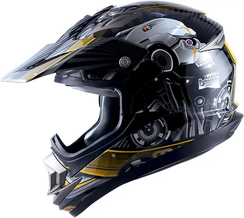 Miniatura 23 de 1Storm Casco de motocross para adultos, todoterreno, MX, BMX, ATV, motocross, mecánico, HGXP14B, fibra de carbono, negro, HGXP14B