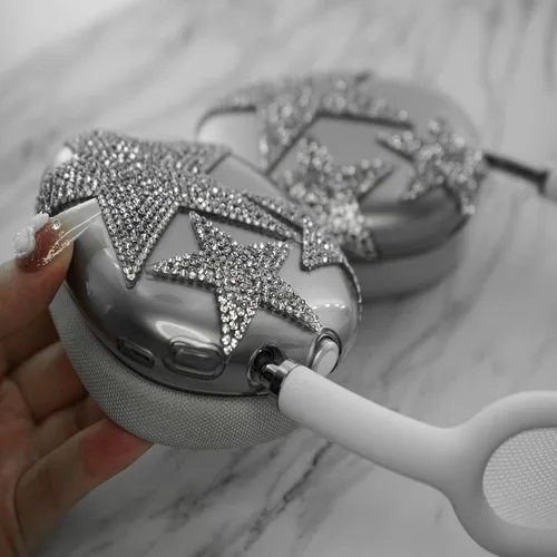 Miniatura 2 de MORWLAT Funda para AirPods Max con Diamantes de Imitación Brillantes Estrellas, Fundas Suaves Bonitas Transparentes y Brillantes para Mujeres