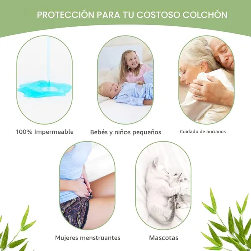 Miniatura 4 de Protector de colchón impermeable tamaño individual, amigable para la piel y transpirable, funda de colchón individual para niños, almohadilla