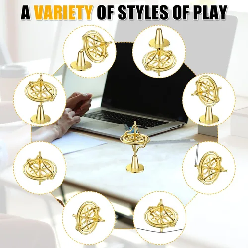 Miniatura 3 de Weewooday Giroscopio oro giroscopio equilibrio metal anti-gravedad Spinning Top para educativo, juguete de entrenamiento