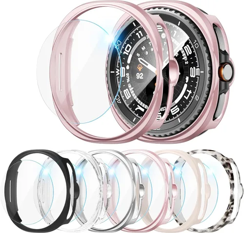 Miniatura 13 de Paquete de 6 + 6 fundas protectoras de pantalla para Samsung Galaxy FE/Galaxy Watch 5/Galaxy Watch 4 de 1.575 pulgadas, película de vidrio templado