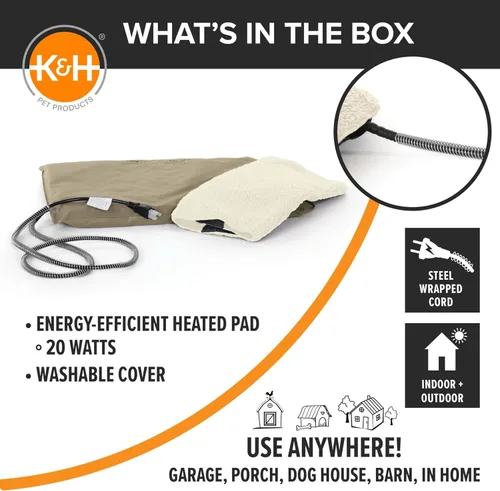 Miniatura 9 de Cama climatizada electrónica K&H, suave e ideal para exteriores (incluye funda), Bronceado