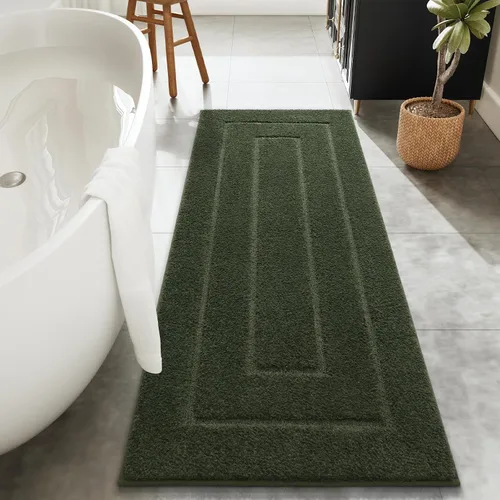 Miniatura 12 de HOMORE Alfombra de baño gris de 24 x 60 pulgadas, suave, absorbente, alfombra de pasillo de baño lavable, alfombras largas antideslizantes