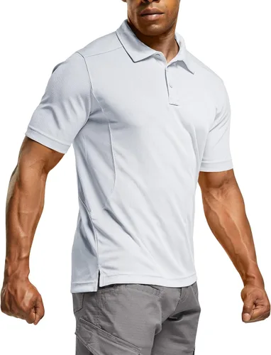 CQR Camiseta polo táctica para hombre, de manga corta, ligera y con Dry Fit, tela piqué, FPU 50+, para exteriores