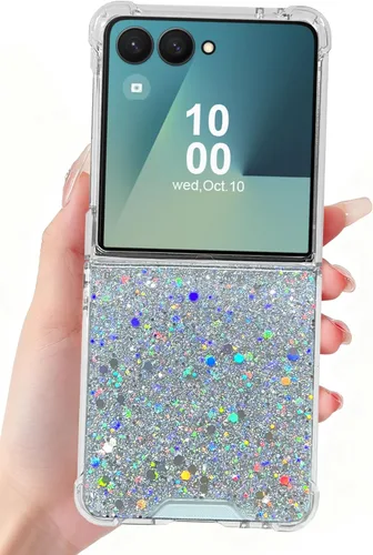 Miniatura 27 de Funda para Samsung Galaxy Z Flip 3 con purpurina, bonita funda transparente con diseño, brillante, reflectante, con destellos, cubierta de teléfono