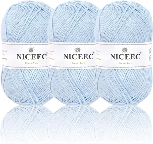 Miniatura 21 de NICEEC Hilo de algodón suave de 3 madejas, 5 capas, mezcla de algodón, suave y resistente, hilo para ganchillo y tejido, manualidades de bricolaje