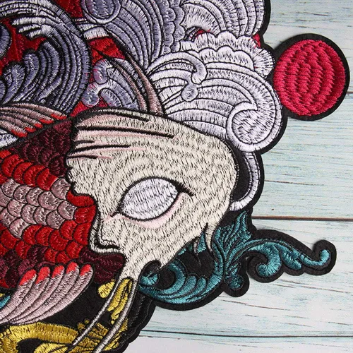 Miniatura 7 de Wixine Parche bordado de pez Koi japonés para coser con apliques, insignia, bricolaje, decoración de manualidades