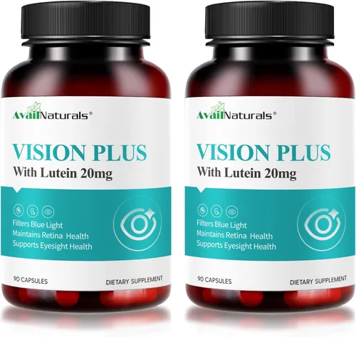 AvailNaturals Vision Plus Vitaminas para los ojos con luteína 20 mg, extracto de arándano y arándano, antioxidantes clave para el apoyo a la salud