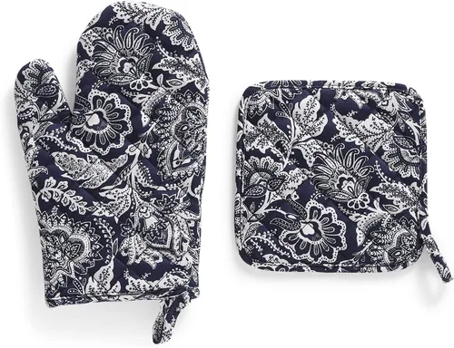 Miniatura 5 de Vera Bradley Juego de manoplas y guantes de horno de algodón para mujer, Flores encantadoras