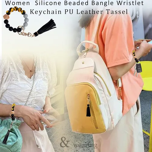 Miniatura 6 de BIHRTC - Pulserallavero para enganchar las llaves del auto, brazalete con cuentas de silicona para mujer