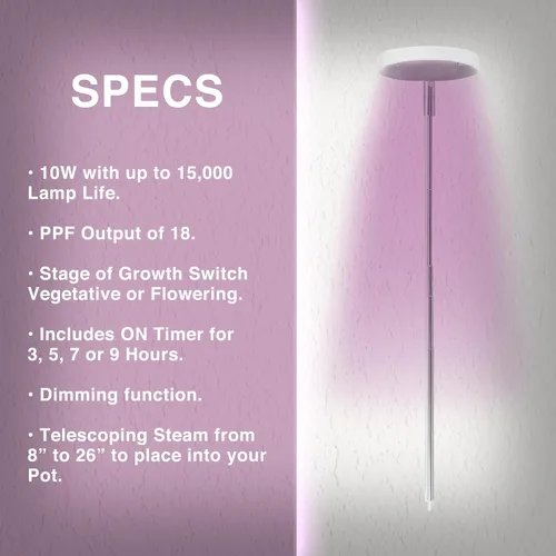 Miniatura 3 de Luz LED de 10 W en maceta, espectro específico para un mejor crecimiento, doble ajuste: vegetativo y floración. Puedes cultivar plantas al aire
