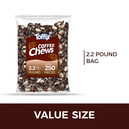 Miniatura 5 de Toffix Golosinas de café masticables, rellenas en el centro, caramelos suaves y masticables envueltos individualmente, 250 piezas de snacks