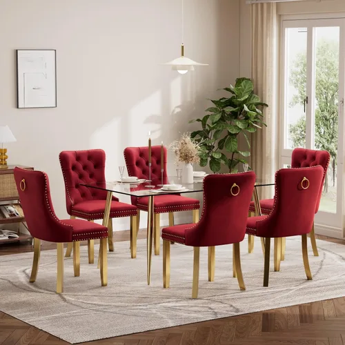 Miniatura 33 de Baysitone Juego de mesa de comedor de vidrio de 51 pulgadas para 4, juego de 5 piezas moderno de comedor, mesa de cocina rectangular de vidrio con 4