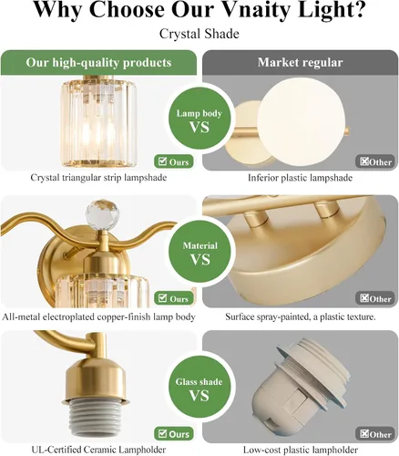 Miniatura 5 de Moderna lámpara de cristal para tocador de baño, 3 luces negras y doradas, lámparas de tocador sobre espejo, lámpara de pared de vidrio