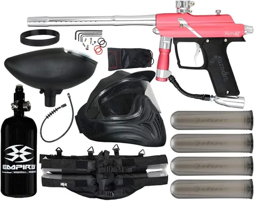Miniatura 4 de Action Village Azodin Blitz - Kit de 4 pistolas de paintball Polvo púrpura con piezas verdes pulidas