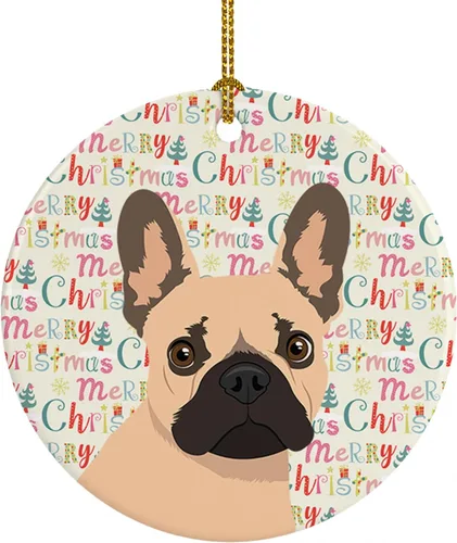 Miniatura 42 de Caroline's Treasures Bulldog Francés Azul de Navidad Adorno de Cerámica Decoraciones Colgantes para Árbol de Navidad para Hogar Navidad, Festividad