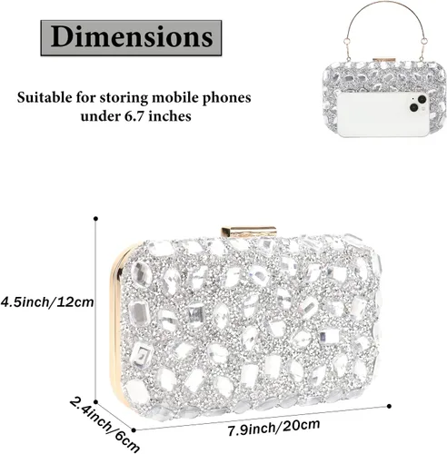 Miniatura 2 de Bolso de noche con lentejuelas brillantes y diamantes de imitación para mujer, bolso de hombro para boda, fiesta, baile de graduación