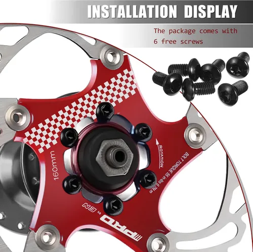Miniatura 8 de BUCKLOS IIIPRO 140mm 160mm 180mm 203mm Rotor de Freno de Disco de Bicicleta Flotante con 6 Pernos, Rotores de Freno de Disco de Bicicleta de Acero