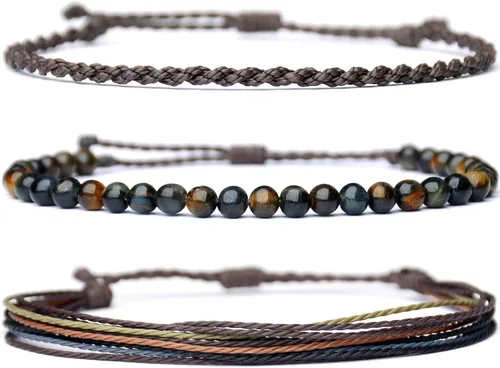 Miniatura 78 de Pulsera curativa hecha a mano con cuentas de piedra natural, regalo para hombres, pulsera de cuerda ajustable