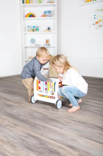 Miniatura 11 de Small Foot Wooden Toys - Andador de elefante dulce prémium y centro de actividades 5 en 1 diseñado para niños pequeños de 12 meses en adelante