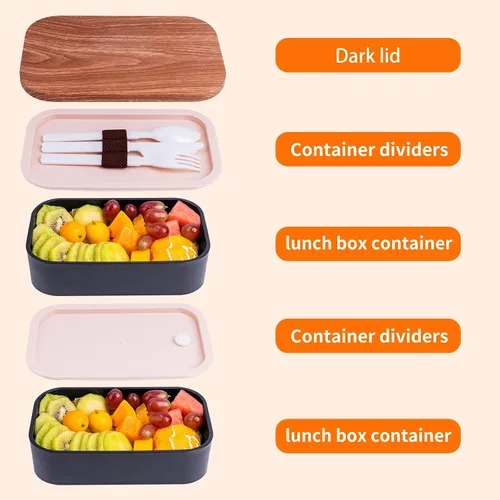 Miniatura 2 de Bento Box - Lonchera para adultos a prueba de fugas, 54 onzas, color negro