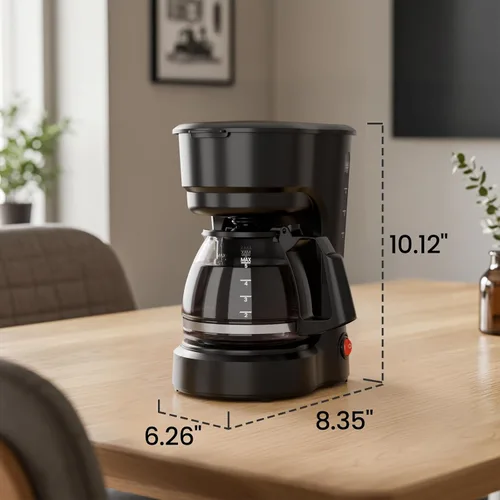 Miniatura 7 de Kismile Cafetera de 5 tazas, cafetera de goteo pequeña de 0.75 L con diseño antigoteo, protección contra quemaduras en seco, embudo de filtro