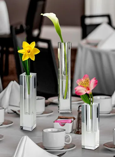 Miniatura 2 de Serene Spaces Living Jarrón cuadrado pequeño y moderno de cristal, florero decorativo para centros de mesa de boda, eventos, fiestas, detalles
