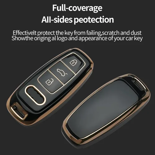 Miniatura 3 de Funda para llavero Audi para Audi 2018-2022 A6 A7 A8 E-Tron Q8 SQ8, funda de llave inteligente, Negro