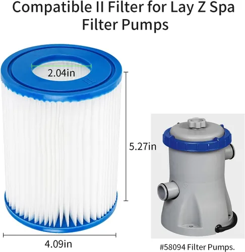 Miniatura 6 de WuYan Paquete de 2 filtros de piscina compatibles con cartucho tipo II, filtro de repuesto compatible con bomba de filtro de spa Lay Z