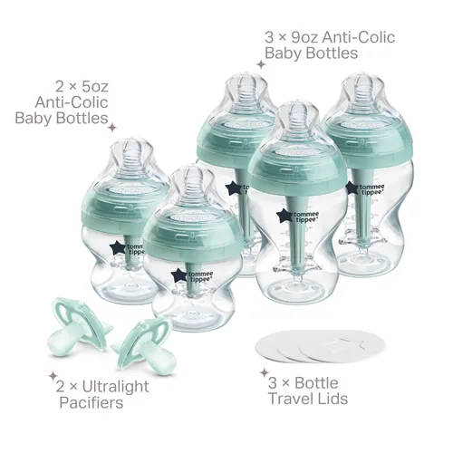 Miniatura 2 de Tommee Tippee Advanced Anti-Colic - Juego de 10 piezas de biberones y chupetes anticólicos, biberones sin BPA de 5 y 9 onzas, para recién nacidos a