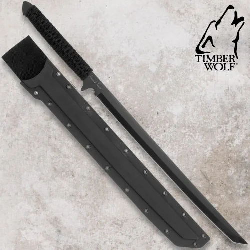 Miniatura 4 de Timber Wolf espada ninja de hoja completa Sure Grip Nylon Cord Wrapped Handle Durable ABS Scabbard with Belt Loop and Shoulder Strap Included