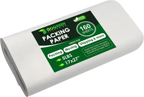 Papel de embalaje de papel de periódico: 160 hojas, hojas grandes de papel de embalaje sin imprimir de 27 x 17 pulgadas para mudanza, envío,