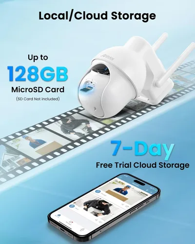 Miniatura 7 de ANRAN Cámara de seguridad solar 2K inalámbrica para exteriores, paquete de 2 cámaras WiFi alimentadas por batería con PTZ de 360° para seguridad