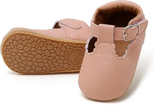 Miniatura 3 de Zapatos planos Mary Jane para bebés y niñas, con suela suave antideslizante, zapatos con estampado de vestido de princesa recién nacida