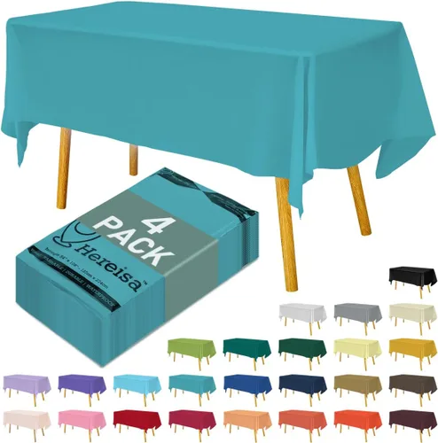 Miniatura 55 de Paquete de 3 manteles de plástico desechables de 54 x 108 pulgadas, manteles de color blanco hueso, manteles de fiesta nupcial para fiestas