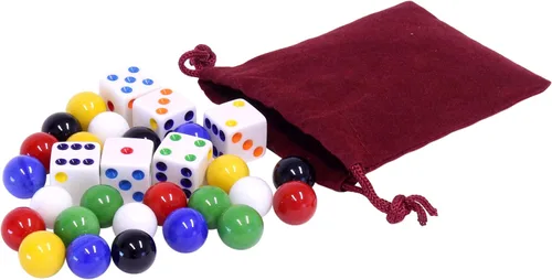 Miniatura 2 de Bolsa de juego de 24 canicas de vidrio de repuesto (9/16 pulgadas de diámetro) y 6 dados para juego de agravación