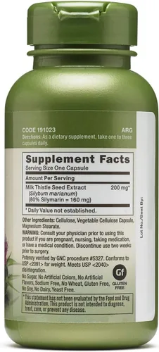 Miniatura 2 de GNC Herbal Plus - Suplemento de cardo mariano de 200 mg, vegetariano, apoya la función hepática saludable, 100 porciones