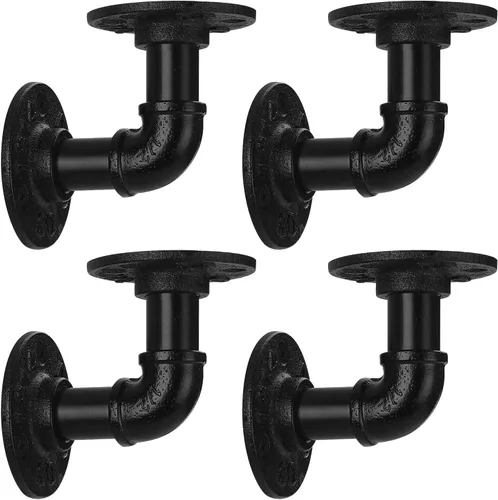 Miniatura 14 de Soporte de estante de tubo de 1/2 pulgada, soporte de estante flotante montado en la pared, soporte de metal colgante de pared punk de vapor