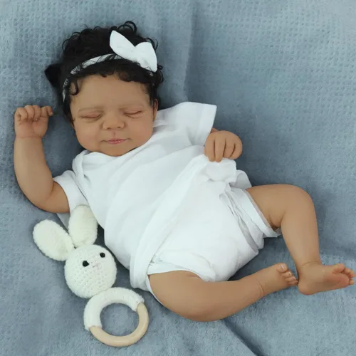 Miniatura 3 de SCOM Muñecas de bebé renacidas Niño Negro - 18 Pulgadas Muñecas recién nacidas realistas Muñecas de bebé recién nacidas afroamericanas Muñeca