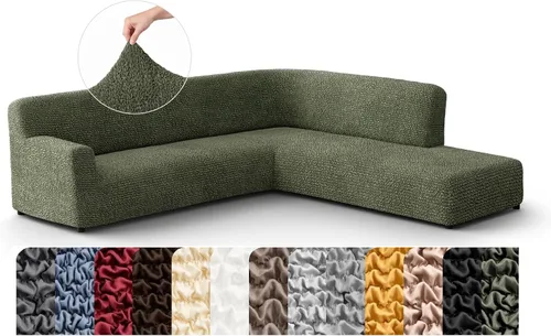 Miniatura 13 de PAULATO BY GA.I.CO. Funda de sofá modular, funda para sofá chaise longue en forma de L, fundas lavables para sofá esquinero, funda elástica de Gris