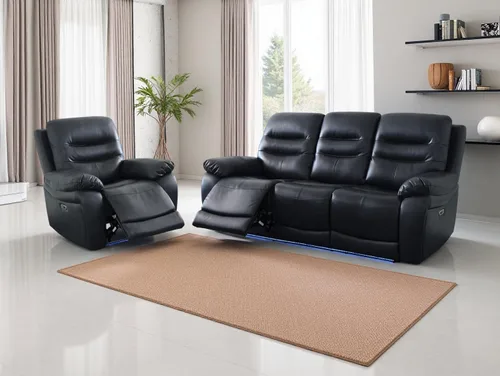 Miniatura 29 de Juego de sofá reclinable eléctrico, seccional de cuero transpirable beige, juego de muebles de sala de estar, 2 piezas, sofá reclinable eléctrico