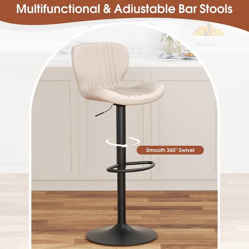 Miniatura 5 de JAMFLY Juego de 2 taburetes de bar, taburetes de bar ajustables de cuero, taburetes de bar modernos, sillas de isla juego de 2 para cocina