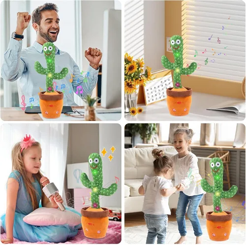Miniatura 6 de MIAODAM - Cactus bailarín con volumen ajustable, juguete de cactus que habla, emite luces brillantes y coloridas, repite lo que dices, canta 120