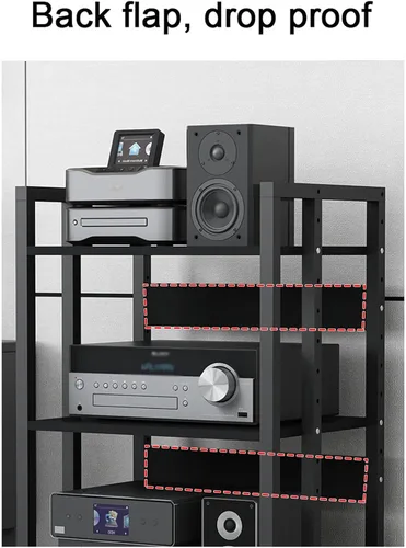 Miniatura 4 de Organizador de medios con cajones, estante de CD estéreo torre de sonido, impresora organizador de oficina en casa con estantes ajustables