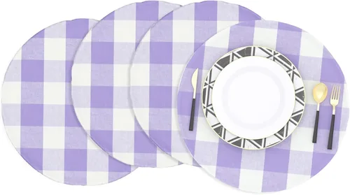 Miniatura 11 de Juego de 4 manteles individuales de algodón de 2 lados a cuadros amarillos y blancos, resistentes al calor, para mesa de cocina, 12 x 18 pulgadas